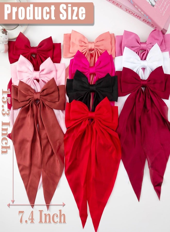 Seneeel 10 PCS Hair Bows,Big Bows for Girls and Womens,Hair Bows for Womens,Hair Ribbons,Large Hair Bow for Women,Big Hair Bow,Bows for Women,Oversized Long-tail Cute Aesthetic Hair Accessories（Red Series） - Image 2